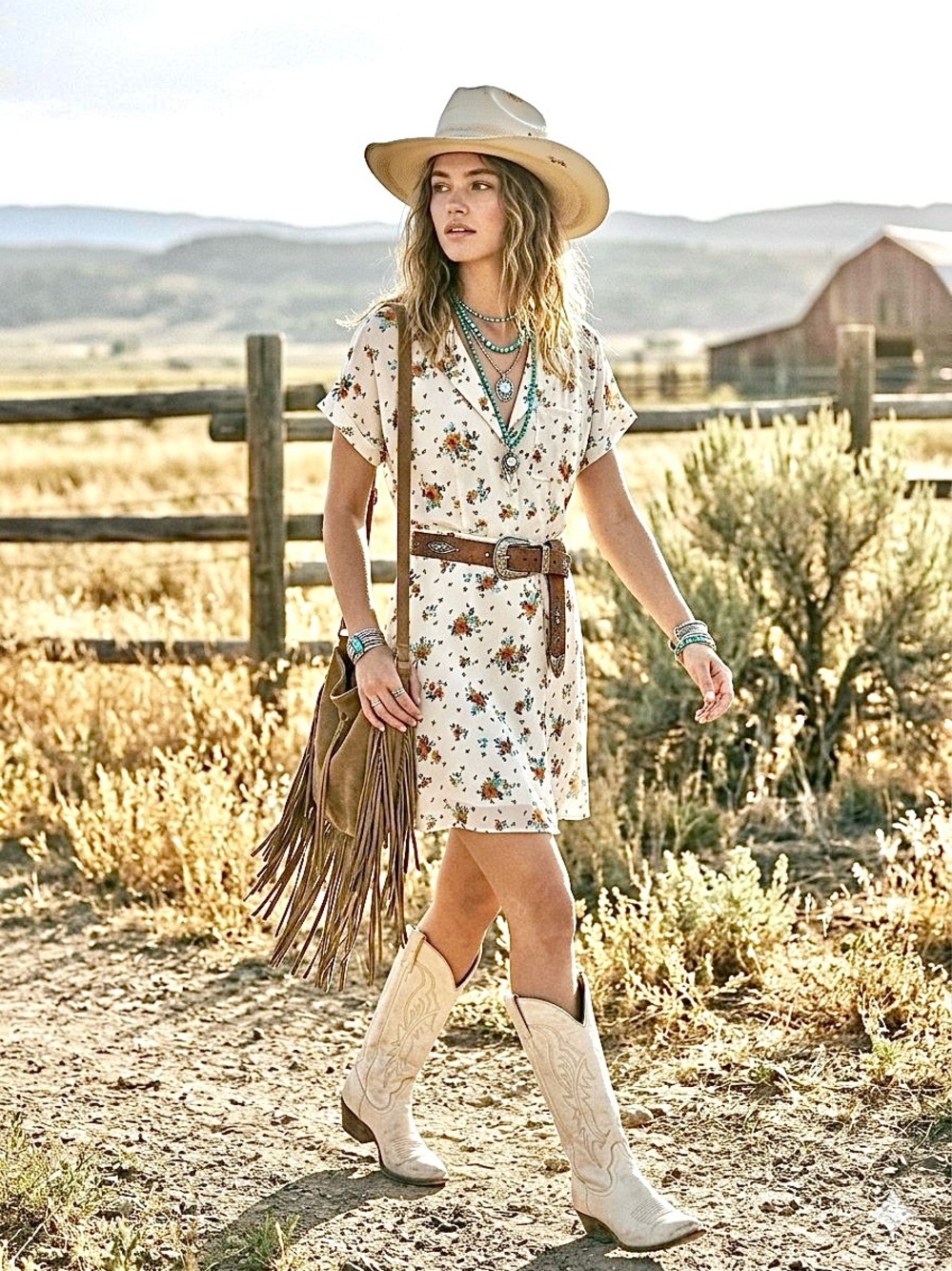 Anthropologie Monteau Boho Floral Short Sleeve Cream Dress w resort vacay vibe